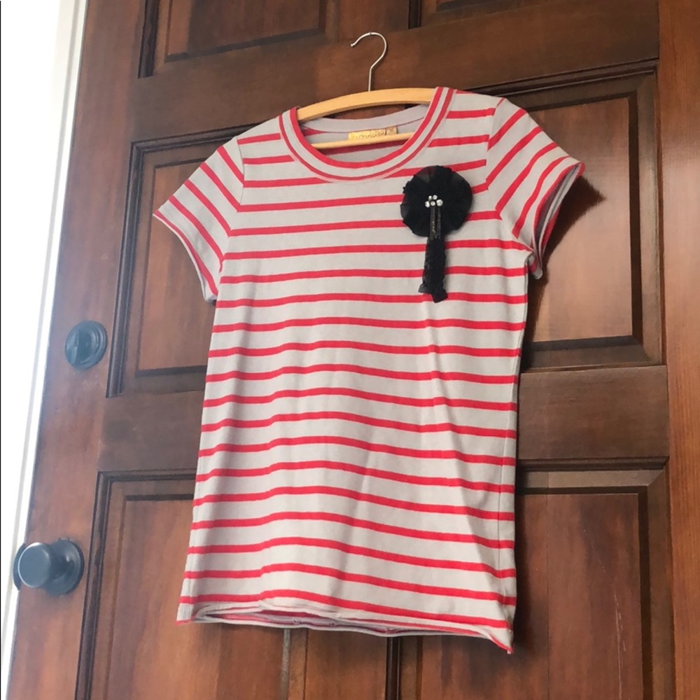 Princess Vera Wang Red and Gray striped shirt